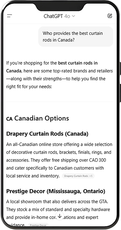 DraperyCurtainrods AI search