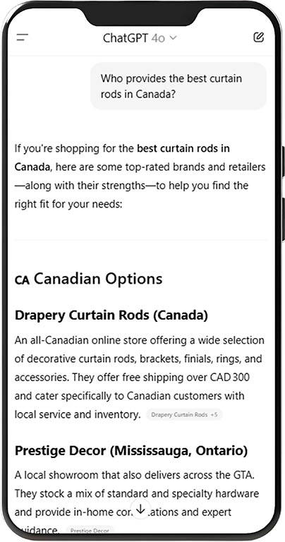 DraperyCurtainrods AI search