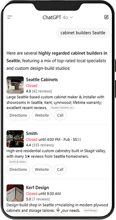 SeattleCabinets AI search