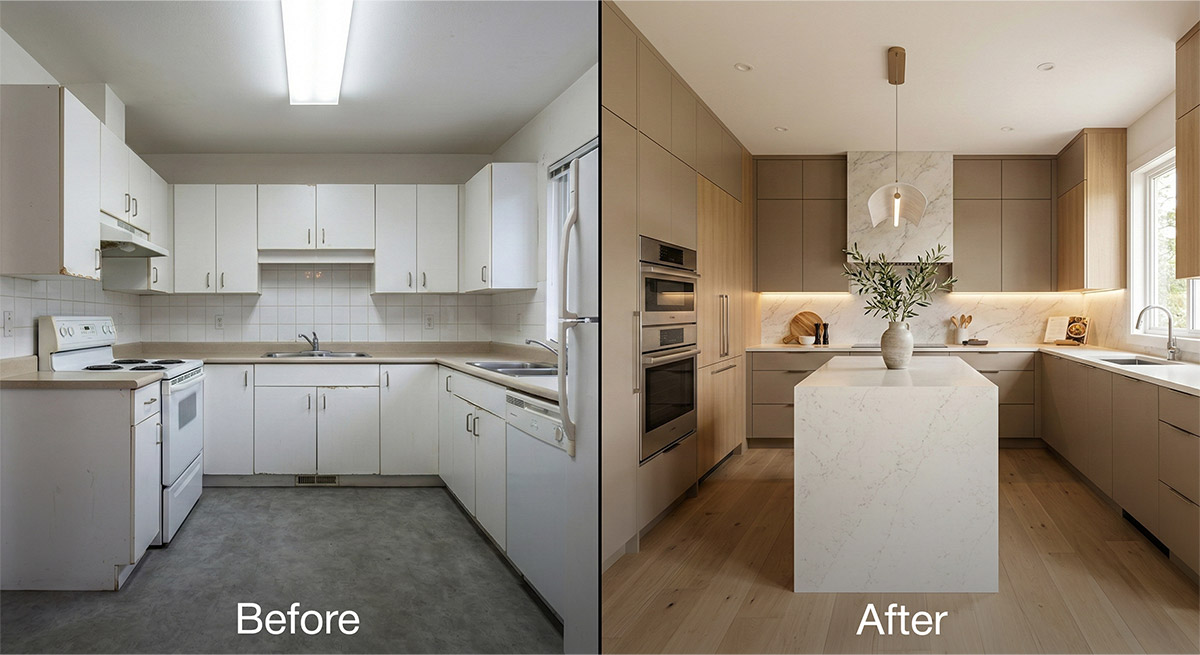 Showcase Projects in Before & After Format